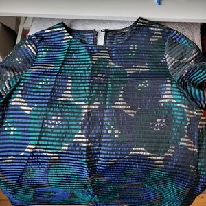 Striped Blue and Green Women's Top